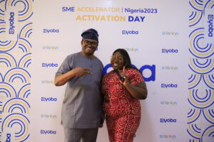 L-R: Emeka Anasiudu – Senior Manager, Partner Management & Digital – MTN Nigeria; Afolashade Samagbeyi, Country manage, Ayoba Nigeria, at the Ayoba SME Accelerator Nigeria 2023, Activation Day in Lagos. 20th Oct 2023.